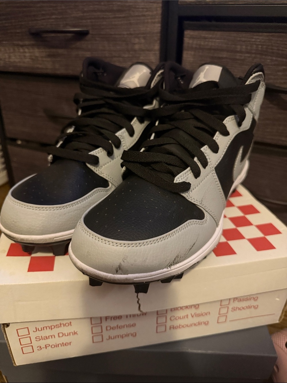 Jordan Men’s High-Top cleats in Black and Light Gray